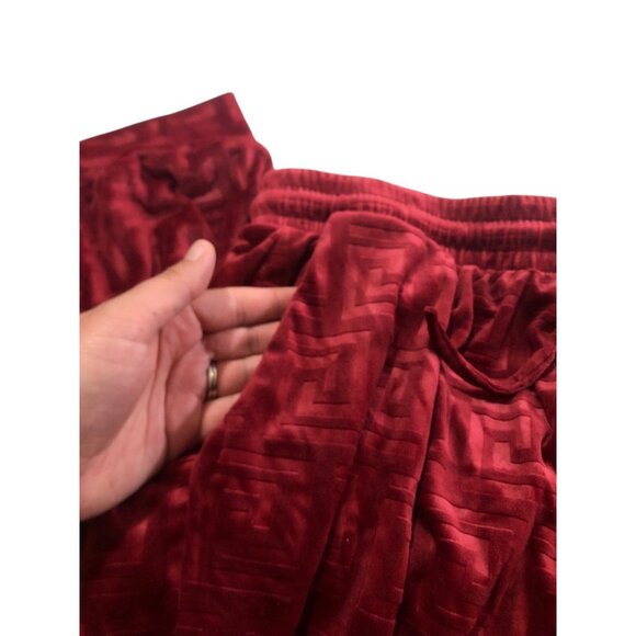 Ellie & Kate Deep Red Printed Casual Joggers Drawstring Waist Sz 1XL - Picture 7 of 12